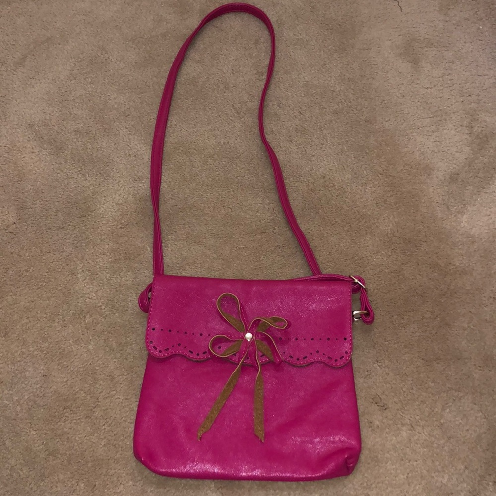 Fuchsia Leather Crossbody Purse